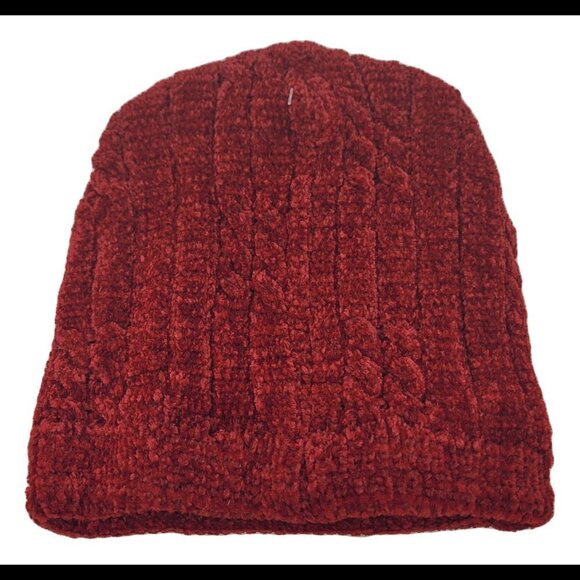 NEW Women's Beanie Hat Cap Solid Plain Knit Ski Skull Cuff Warm Winter - Red - Picture 2 of 3